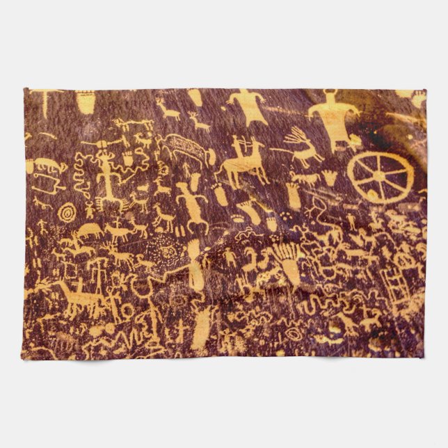 Newspaper Rock American Indian Utah Kitchen Towel (Horizontal)