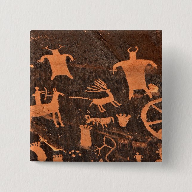 Newspaper Rock Petroglyph Panel - Utah 2 Inch Square Button (Front)