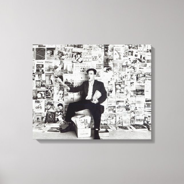 Newspaper salesman, c.1960 canvas print (Front)
