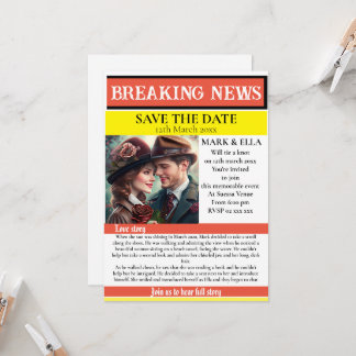 Newspaper save the date invitation
