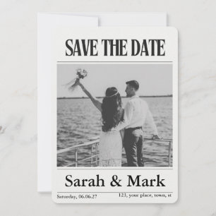 Newspaper Save the Date Vintage Custom photo