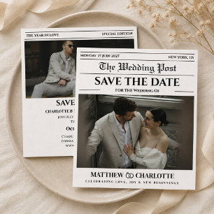 Newspaper Save the Date Wedding Invite