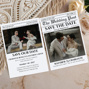 Newspaper Save the Date Wedding Invite