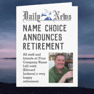 Newspaper Style Retirement Card to Personalise