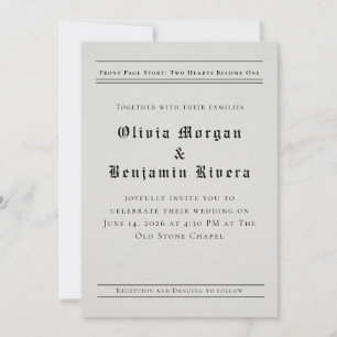 Newspaper-Style Wedding Invitation
