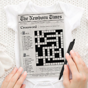 Newspaper Theme Crossword Puzzle Baby Shower Game Invitation
