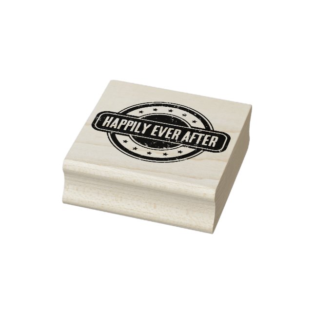Newspaper Themed Distressed Happily Ever After Rubber Stamp (Stamp)
