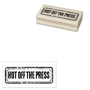 Newspaper Themed Distressed Hot Off The Press Rubber Stamp