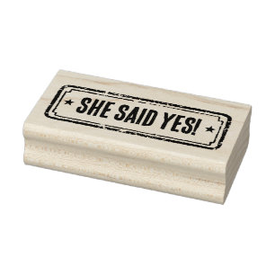 Newspaper Themed Distressed She Said Yes! Rubber Stamp