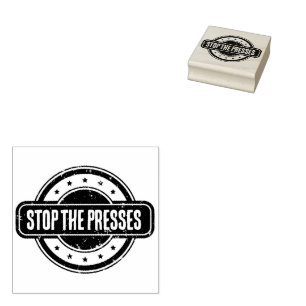 Newspaper Themed Distressed Stop the Presses! Rubber Stamp