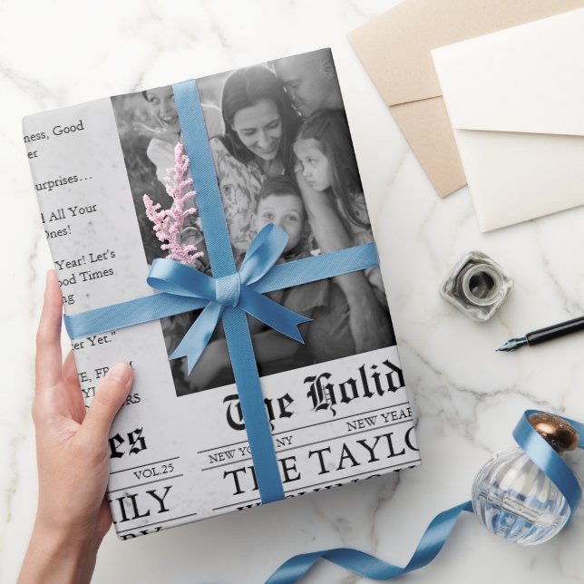 Newspaper Unique Fun New Year Photo Wrapping Paper (Gifting)