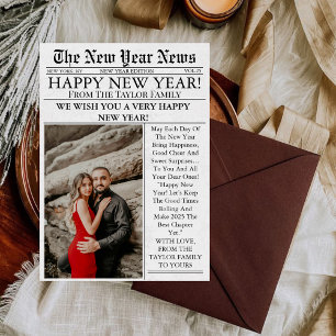 Newspaper Unique Fun Photo 2026 Happy New Year  Holiday Card