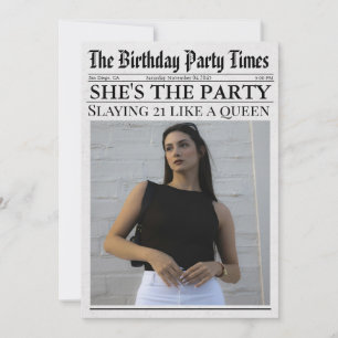 Newspaper Unique Fun Photo 21st Birthday Party  Invitation