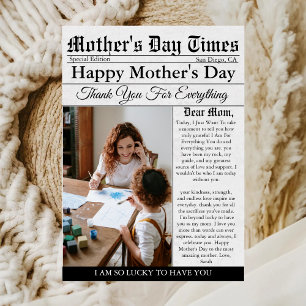 Newspaper Unique Fun Photo Happy Mother's Day Card