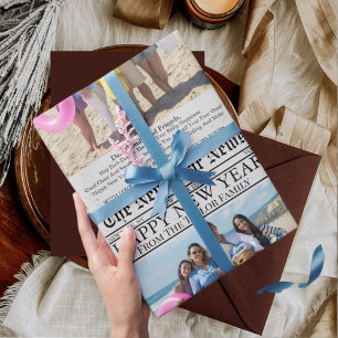 Newspaper Unique Fun Photo Happy New Year Wrapping Paper
