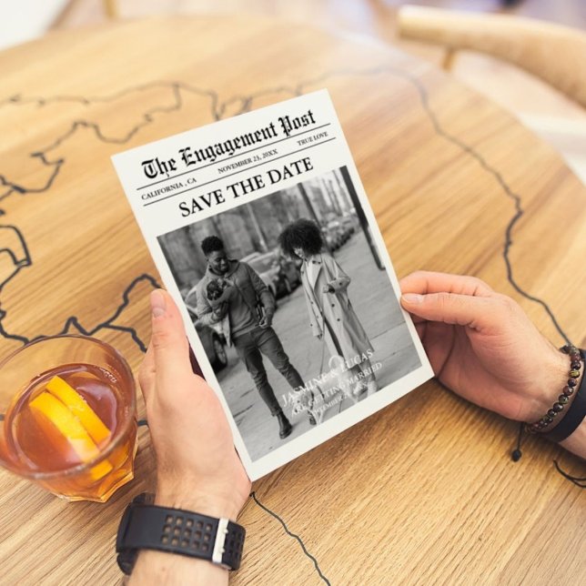 Newspaper Unique Fun Photo Save the Date Wedding Invitation (Creator Uploaded)