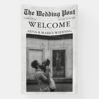 Newspaper Unique Fun Photo Wedding Welcome Sign
