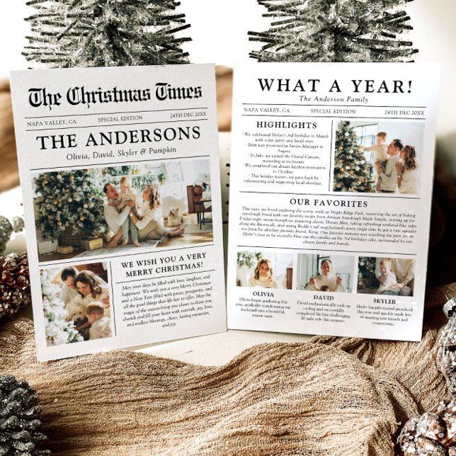 Newspaper Unique Fun What A Year Photo Christmas Holiday Card (Creator Uploaded)