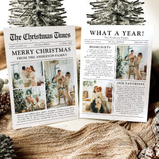 Newspaper Unique Fun What A Year Photo Christmas Holiday Card