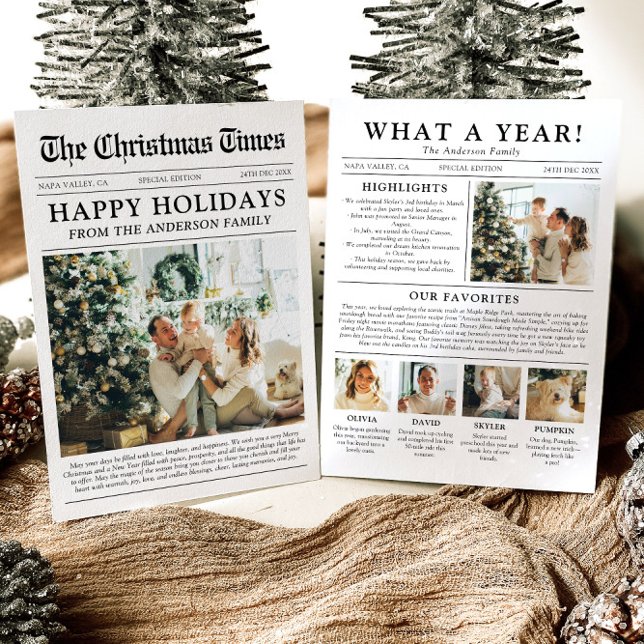 Newspaper Unique Fun What A Year Photo Christmas Holiday Card (Creator Uploaded)