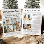 Newspaper Unique Fun What A Year Photo Christmas Holiday Card<br><div class="desc">Celebrate the highlights of your year with our unique "What A Year" Christmas photo holiday card. Designed in a modern newspaper style, this card offers a creative way to share your favourite memories and milestones. With customizable sections for photos and captions, it’s perfect for showcasing everything that made this year...</div>