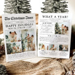 Newspaper Unique Fun What A Year Photo Christmas Holiday Card<br><div class="desc">Celebrate the highlights of your year with our unique "What A Year" Christmas photo holiday card. Designed in a modern newspaper style, this card offers a creative way to share your favourite memories and milestones. With customizable sections for photos and captions, it’s perfect for showcasing everything that made this year...</div>