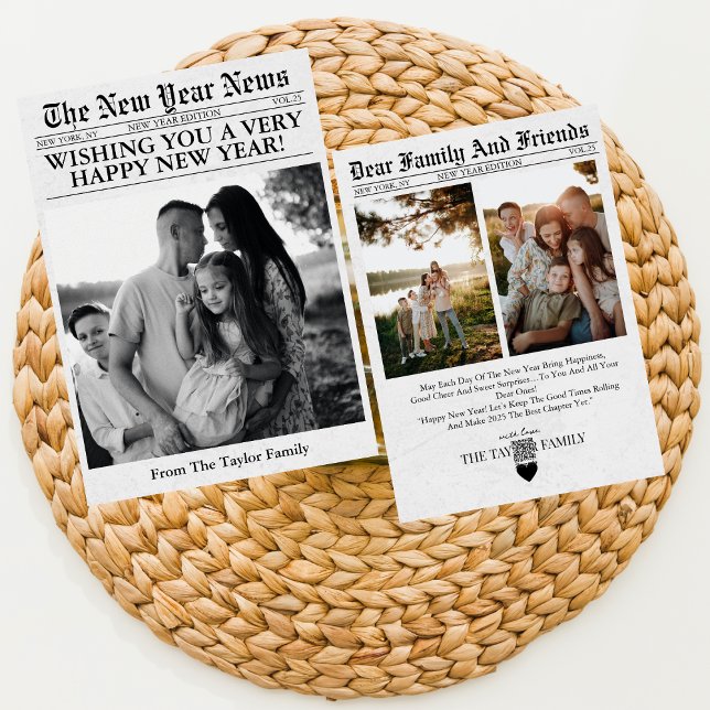 Newspaper Unique Fun What A Year Photo New Year Holiday Card (Creator Uploaded)