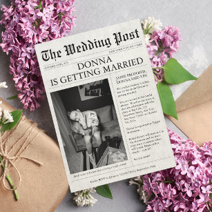Newspaper Unique Funny Bridal Shower Bachelorette Invitation