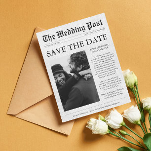 Newspaper Unique Photo Funny Save the Date Magnet
