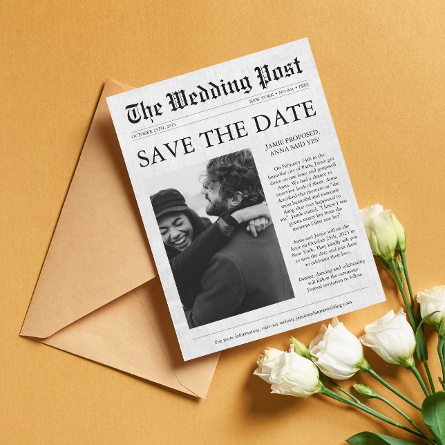 Newspaper Unique Photo Funny Save the Date Magnet (Creator Uploaded)
