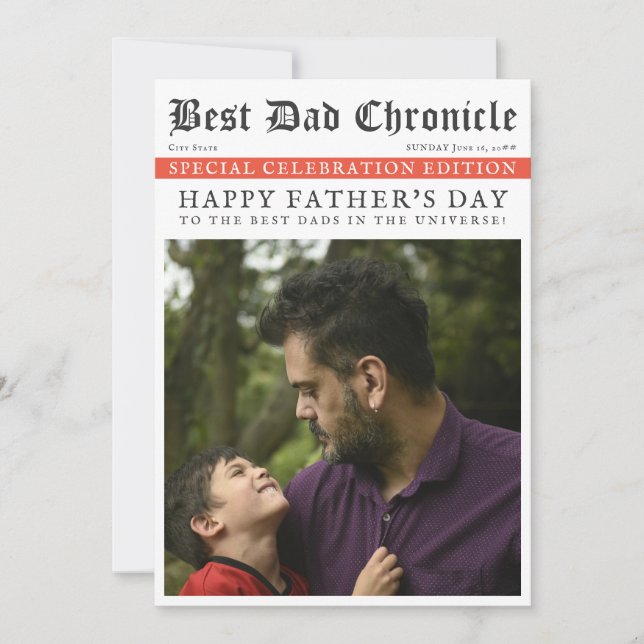 Newspaper Unique Photo Happy Father's Day Party Invitation (Front)