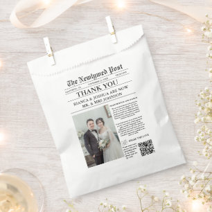 Newspaper Unique Photo Wedding Thank You  Favour Bag