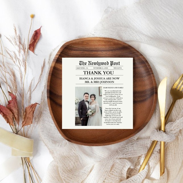 Newspaper Unique Photo Wedding Thank You  Napkin (Creator Uploaded)