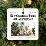 Newspaper Unique What A Year Photo Christmas Ceramic Ornament<br><div class="desc">The Newspaper Unique What A Year Photo Christmas Ceramic Ornament is a charming keepsake to commemorate your year. Styled like a classic newspaper, this ornament features a personalized photo and highlights your most memorable moments, making it a unique addition to your holiday decor. Perfect for gifting or adding to your...</div>