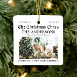 Newspaper Unique What A Year Photo Christmas Ceramic Ornament<br><div class="desc">The Newspaper Unique What A Year Photo Christmas Ceramic Ornament is a charming keepsake to commemorate your year. Styled like a classic newspaper, this ornament features a personalized photo and highlights your most memorable moments, making it a unique addition to your holiday decor. Perfect for gifting or adding to your...</div>