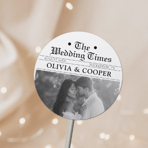 Newspaper Wedding Classic Round Sticker