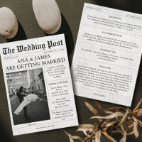 Newspaper Wedding Invitation Details Photo