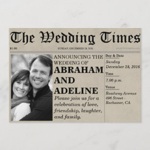 Newspaper Wedding Invitation Style (Customizable)