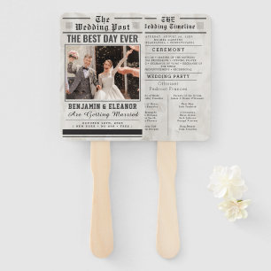 Newspaper Wedding Program Hand Fan
