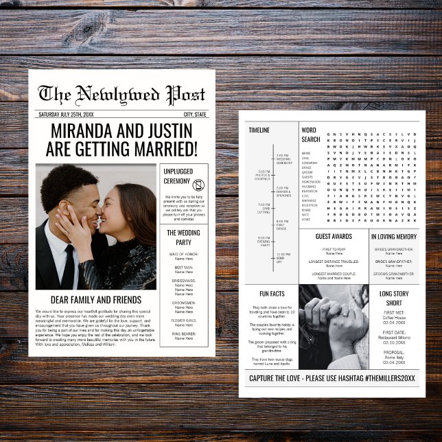 Newspaper Wedding Program Photo Timeline (Newspaper Wedding Program Photo Timeline Flyer)