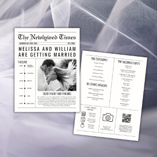 Newspaper Wedding Program Timeline Ceremony