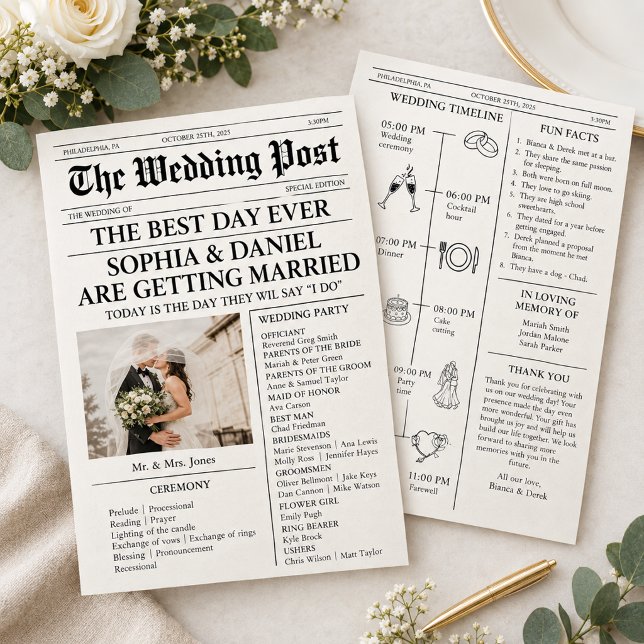 Newspaper Wedding Program Timeline Fan (Creator Uploaded)