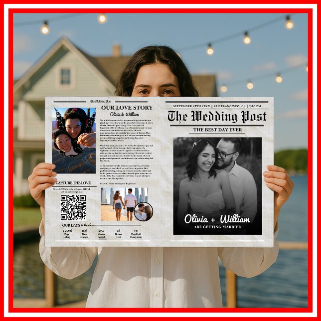 Newspaper Wedding Program Vintage Wedding Timeline (Creator Uploaded)