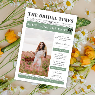 Newspaper Wedding Unique Fun Bridal Shower Invitation