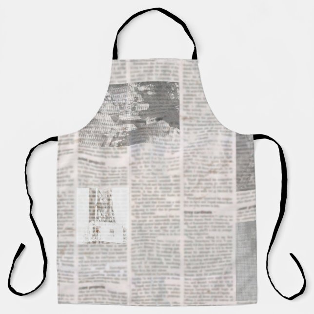 Newspaper with old unreadable text. Vintage grunge Apron (Front)