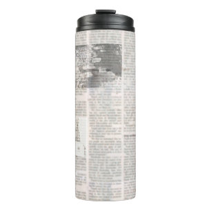 Newspaper with old unreadable text. Vintage grunge Thermal Tumbler