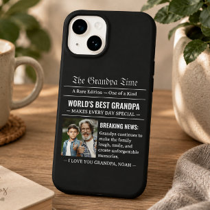 Newspaper World's Best Grandpa Photo Black Case-Mate iPhone 14 Case