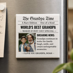 Newspaper World's Best Grandpa Photo Cool  Magnet
