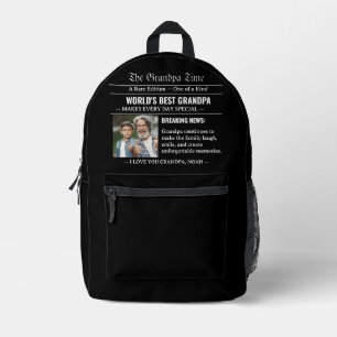 Newspaper World's Best Grandpa Photo Cool Printed Backpack