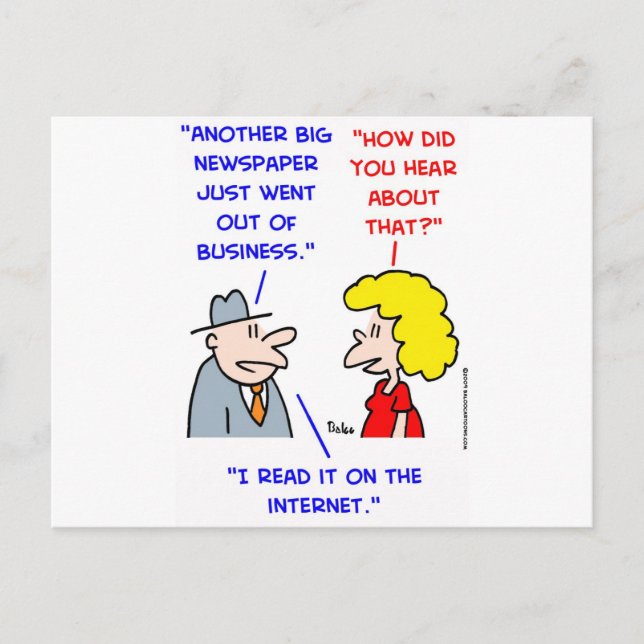 newspapers dying internet postcard (Front)